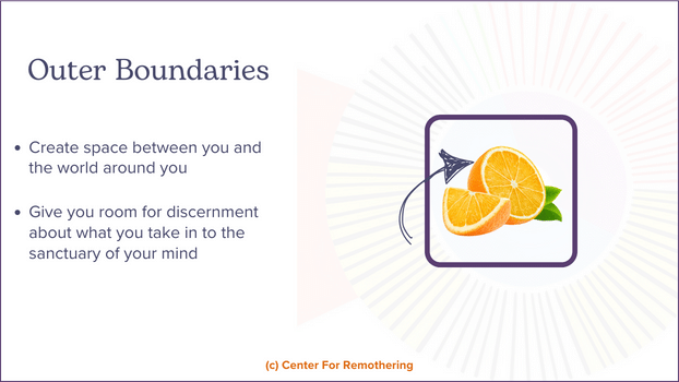 Boundary fundamentals:  outer boundaries. Outer boundaries create the space between you and the world around you.
